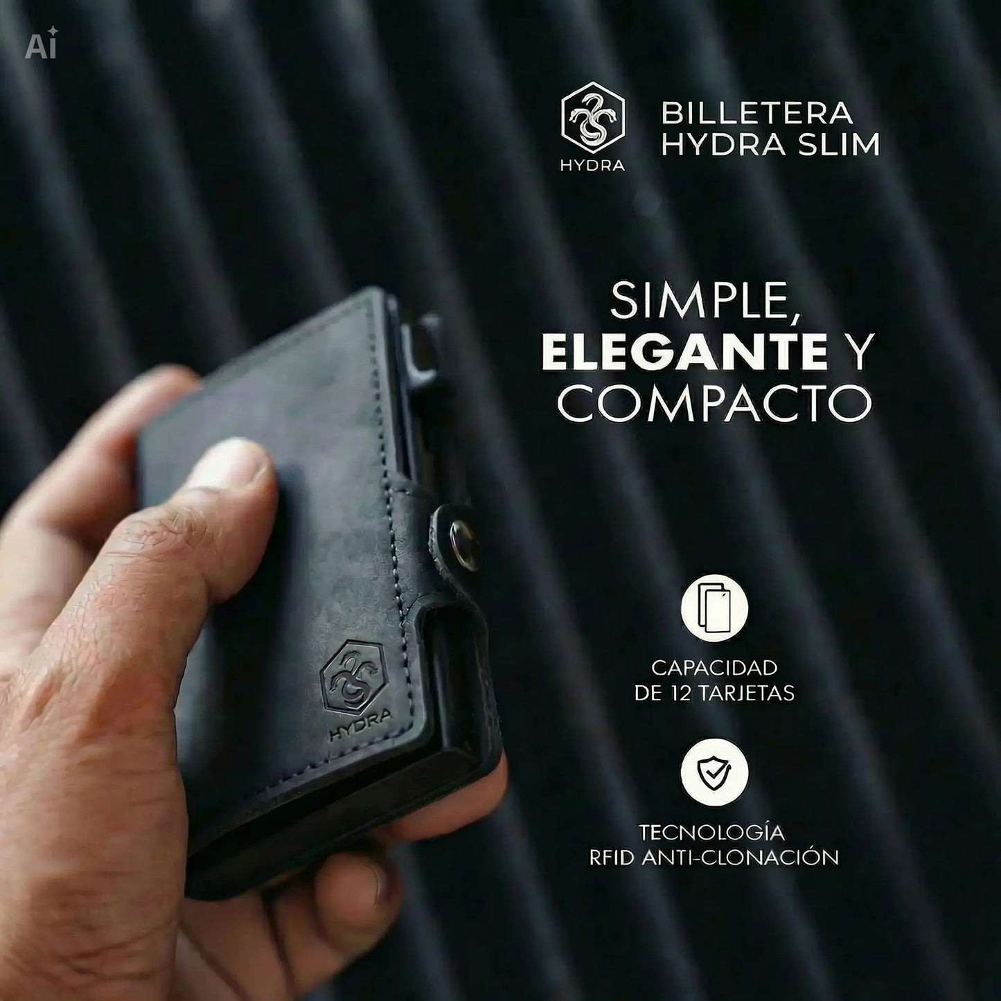 Billetera Hydra Slim Rfid Cuero Sintético Antirrobo